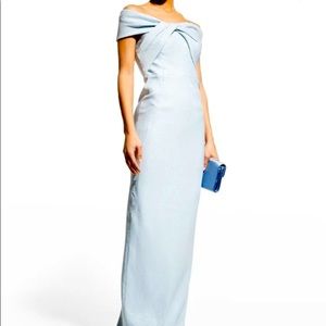 Designer Ricki Freeman Teri Jon Jacquard off shoulder gown